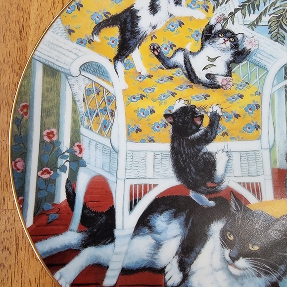 Hamilton 1988 Cat Plate "Just For The Fern Of It" Country Kitties - Picture 5 of 6